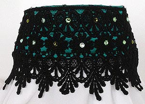 GreenRhinestoneBlackVLace300